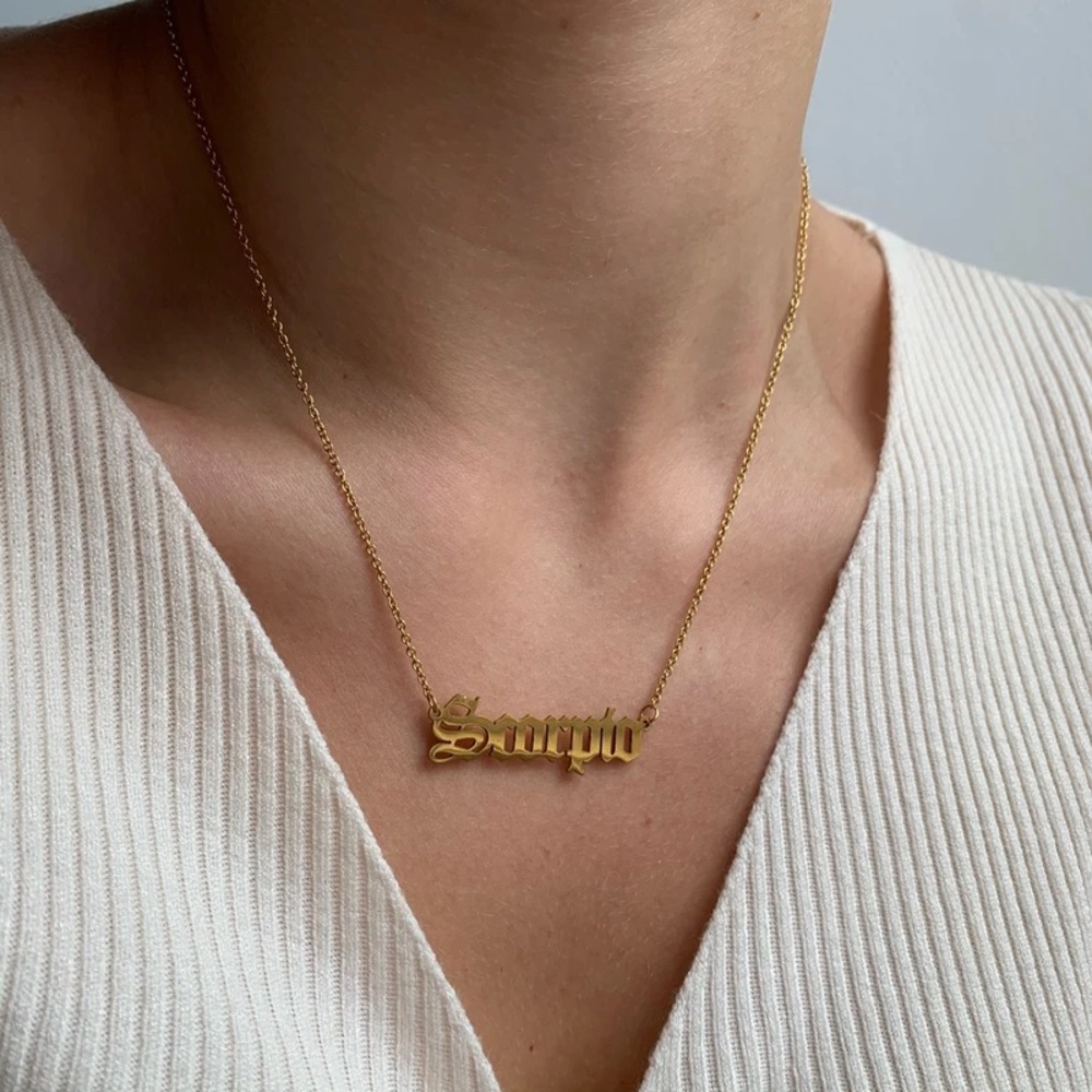 “Scorpio” Necklace Old English Font